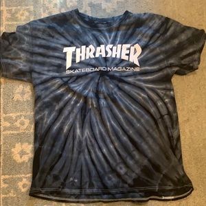 Blue tie-dye thrasher T-shirt